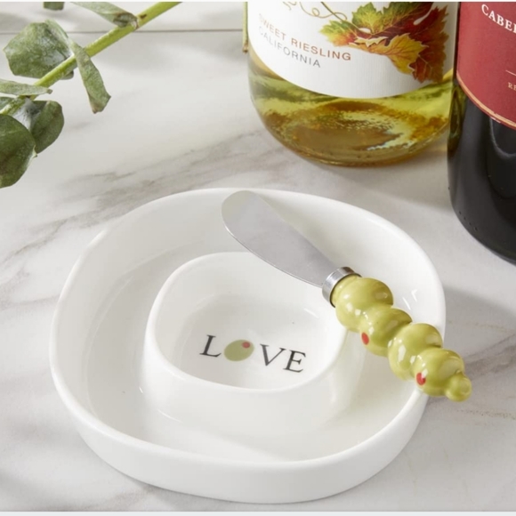 Kate Aspen Gift Set Olive Tray and Spreader - Green Brand New - Picture 5 of 5